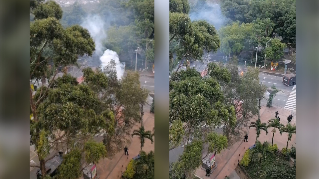 [Video] Encapuchados se están enfrentando con el Esmad en Medellín