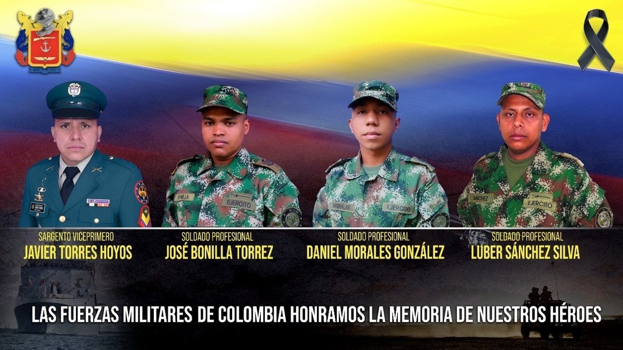 Los cuatro soldados que fueron asesinados en el Meta