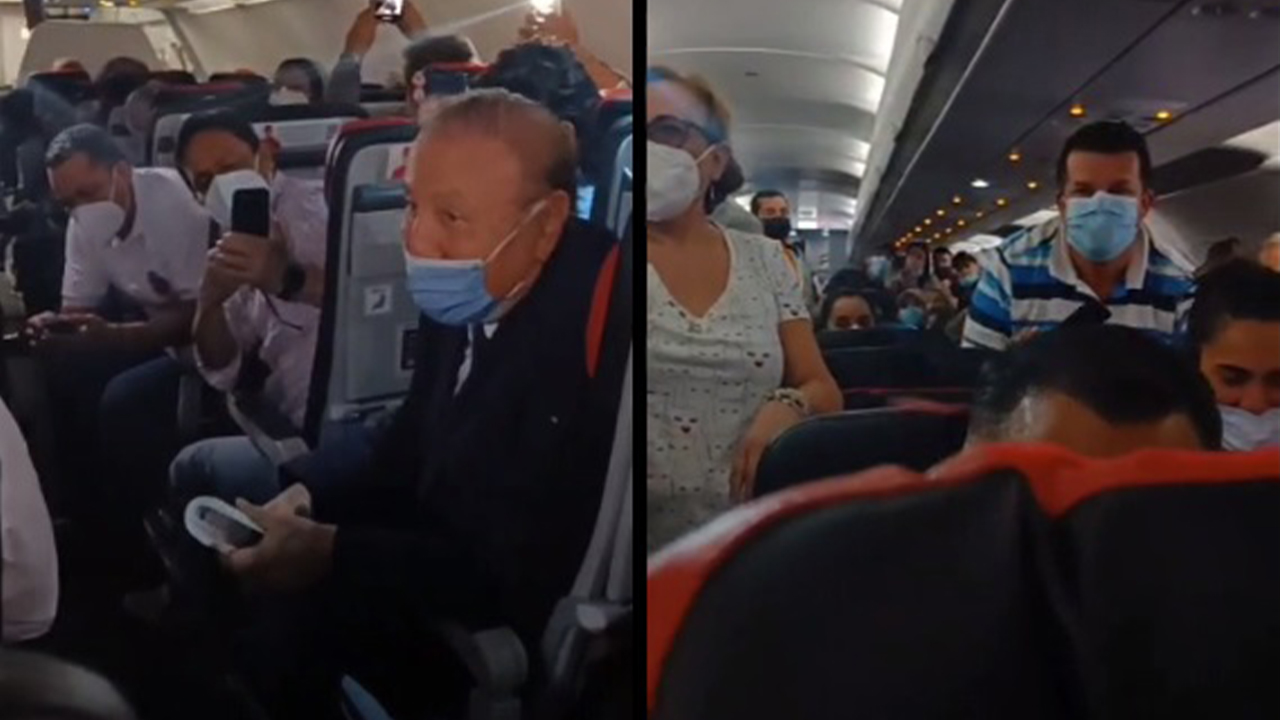 ¡Fue la sensación! Rodolfo Hernández recibió multitudinario apoyo a bordo de un avión