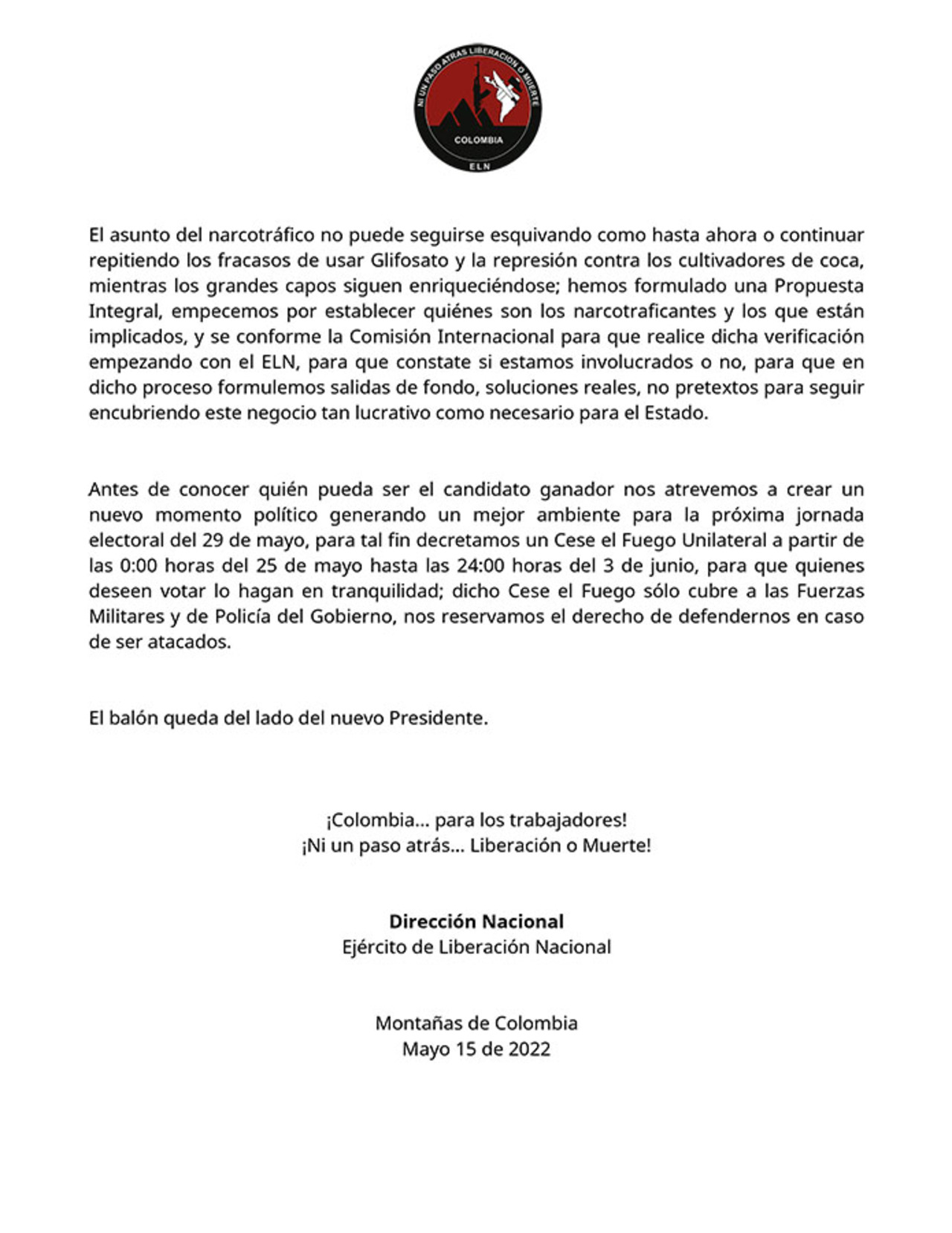 Comunicado ELN 2