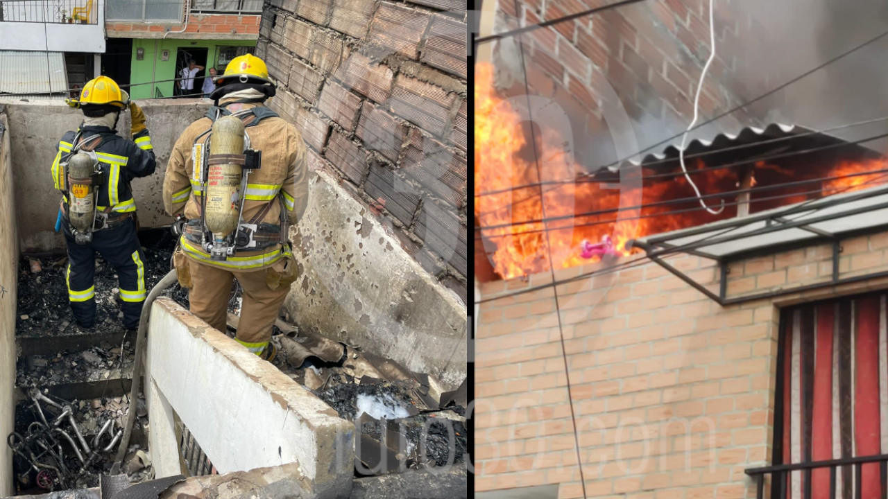 [Fotos] Se prendió el segundo piso de una casa en Bello