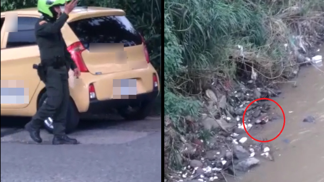 [Video] Sujeto que, al parecer, pretendía robarle a un taxista terminó en el Río Medellín