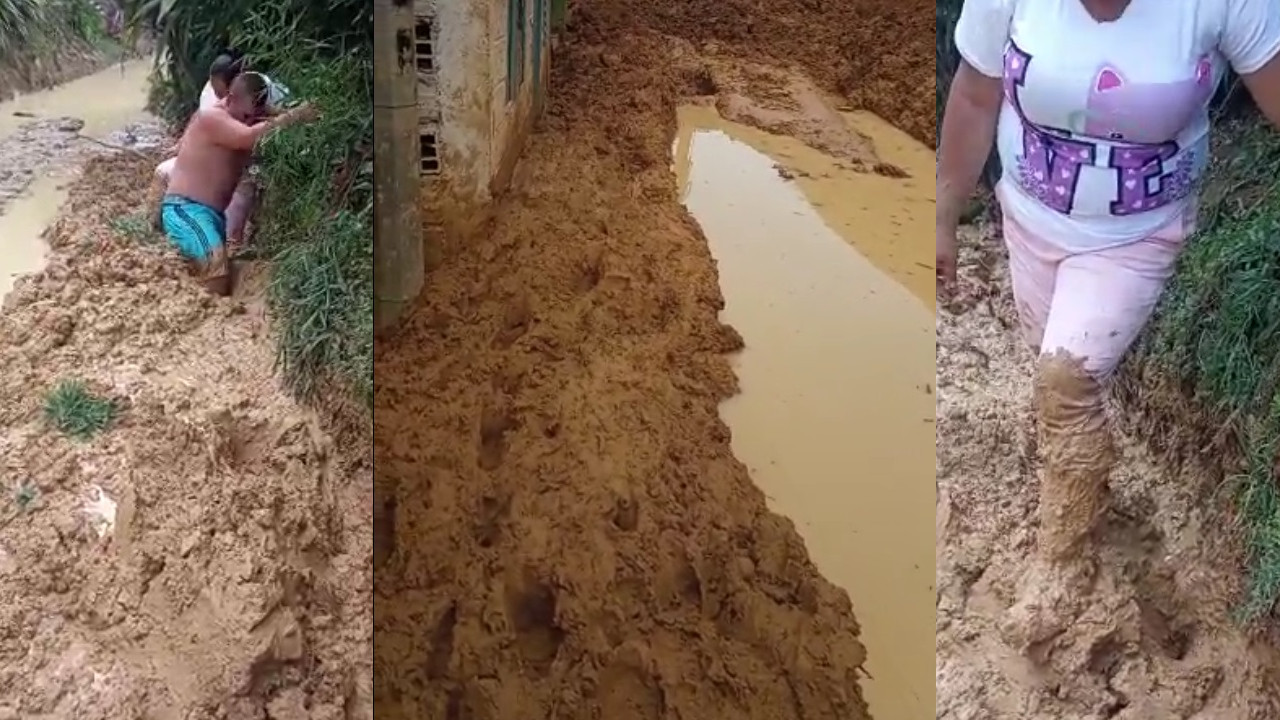 [Video] "Así nos toca pasar", dicen en medio del pantano algunos habitantes de la vereda La Quiebra