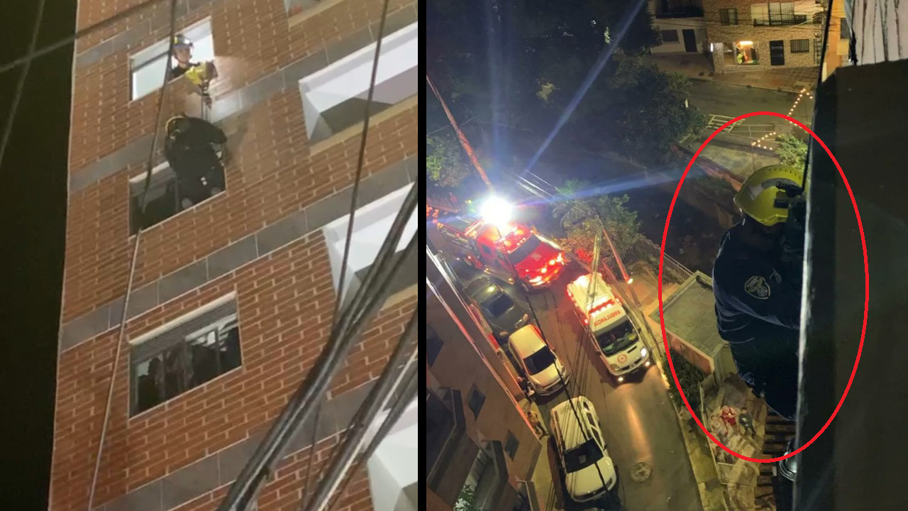 [Video] ¡Es un héroe! La valiente acción de un bombero que ingresó por una ventana a un piso 7 para rescatar a un niño en Sabaneta