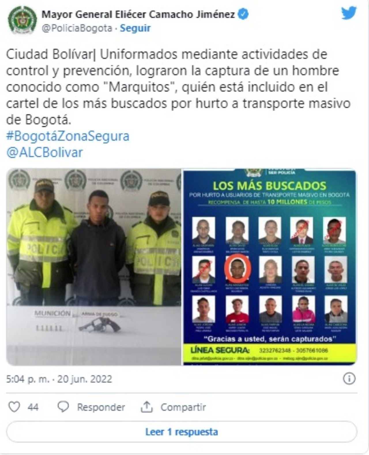 Cayó ‘Marquitos’, uno los más buscados por hurto en transporte público en Bogotá 4 Cayo %E2%80%98Marquitos uno los mas buscados por hurto en transporte publico en Bogota