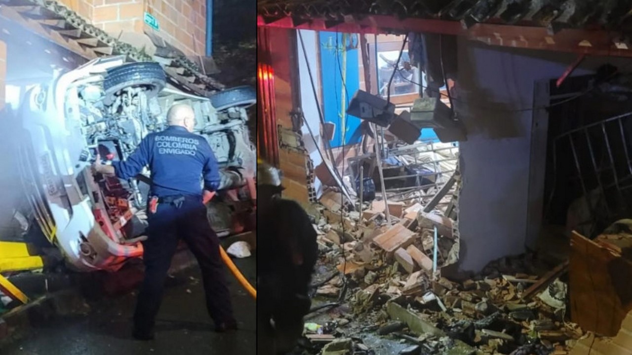 Fotos: Una van se fue contra una vivienda en Envigado, dañó la fachada y 7 personas quedaron heridas