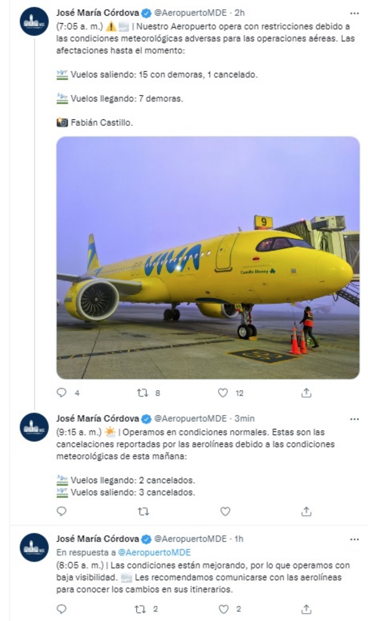 ¡OJO! Aeropuerto José María Córdova amaneció con vuelos retrasados y otros cancelados 4 Aeropuerto de Rionegro amanecio con vuelos retrasados y otros cancelados