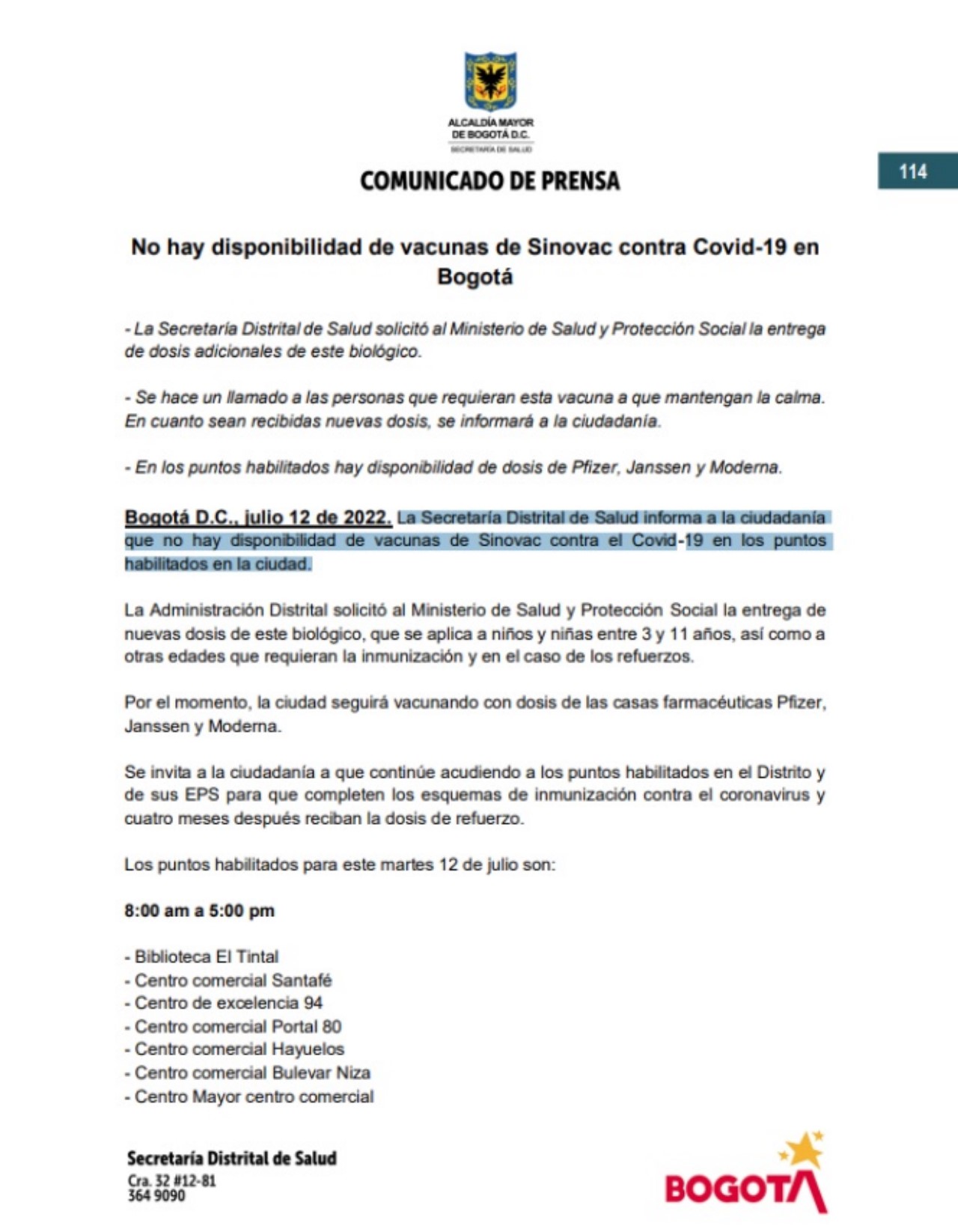 No hay disponibilidad de vacunas Sinovac en Bogotá 9 covid No hay disponibilidad de vacunas Sinovac en Bogota 1