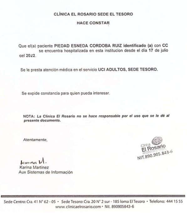 La senadora electa Piedad Córdoba está hospitalizada en Medellín 2 La senadora electa Piedad Córdoba está hospitalizada en Medellín