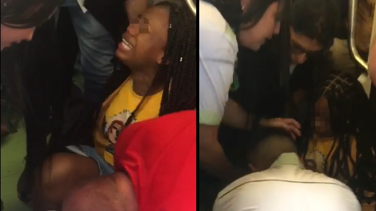 [Video] ¡Qué susto! A una mujer la habrían empujado y terminó con el pie entre la plataforma y el tren