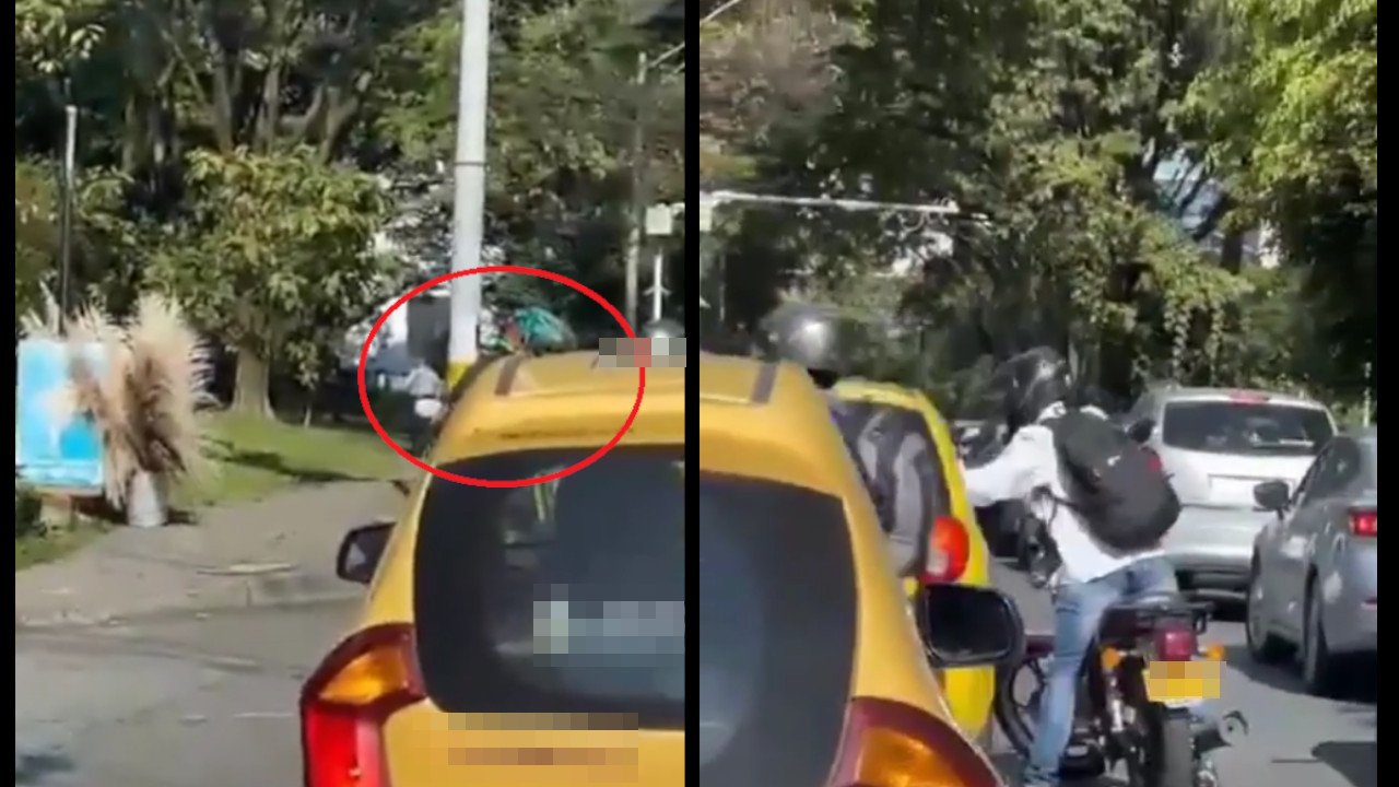 [Video] Así robaron a taxista en medio de un 'taco' en El Poblado