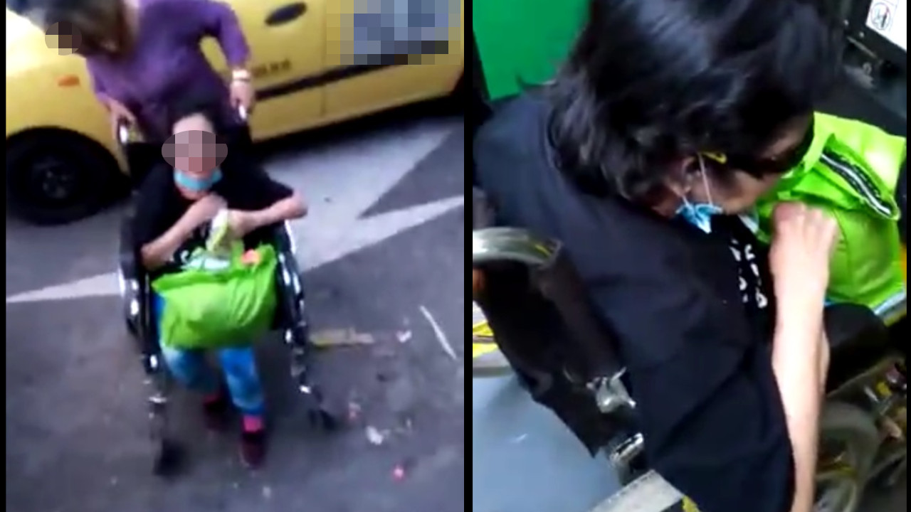 ¡Más personas así! Conductor de Medellín ayudó a subir al bus a una persona en silla de ruedas