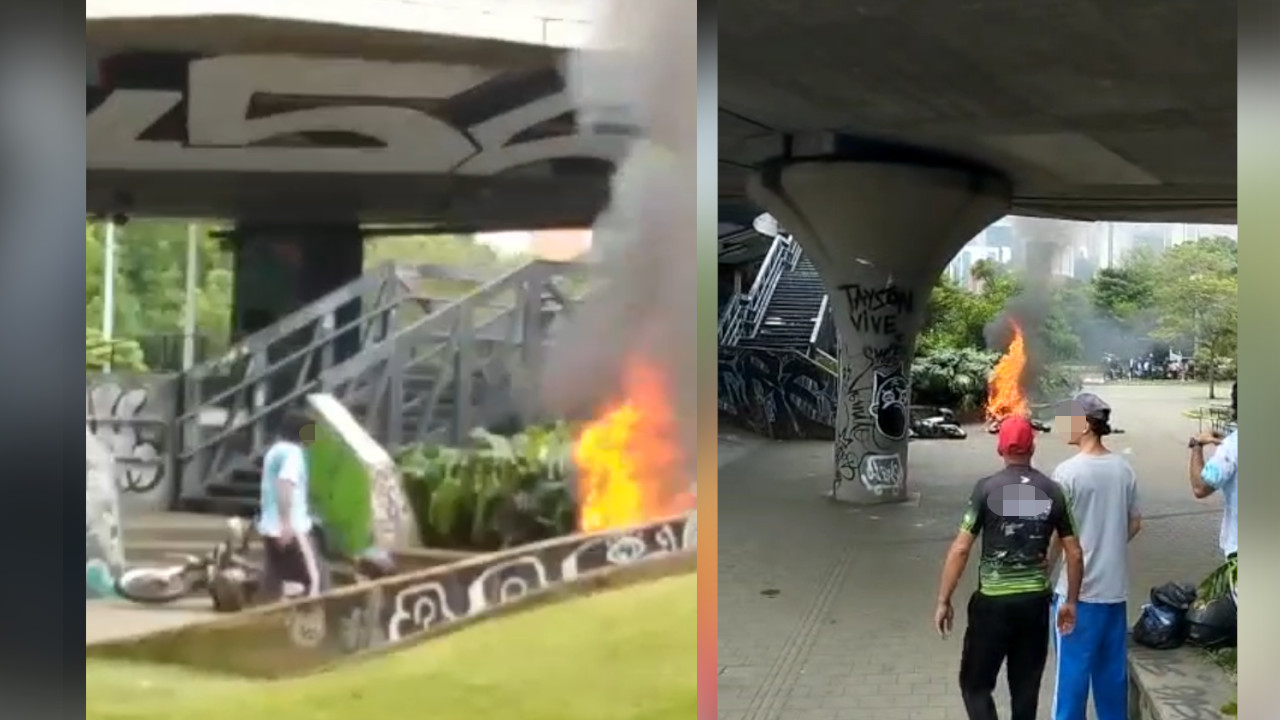 [Video] Quemaron dos motos del Ejército en Medellín