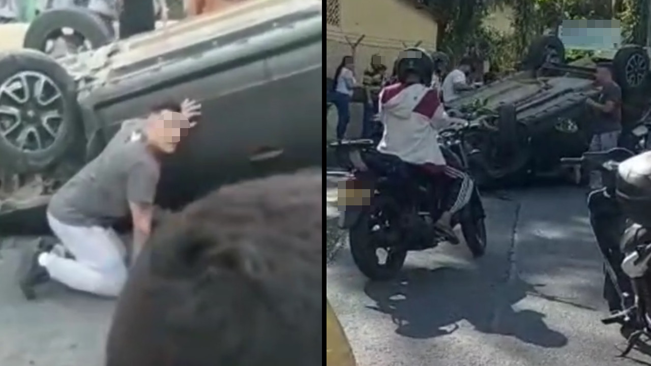 [Video] Una camioneta se volcó completica en Robledo