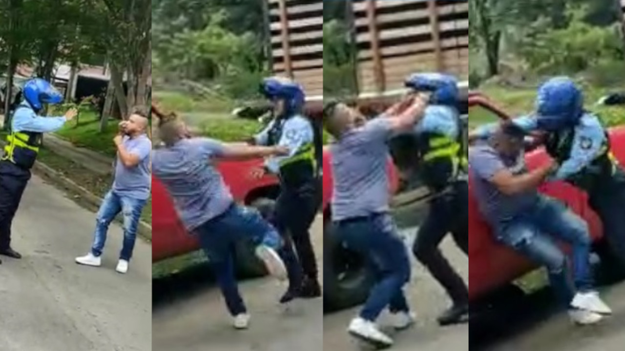 Agente de tránsito se defendió de un conductor en Medellín
