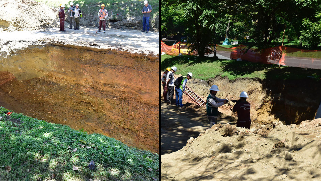 Ya están arreglando el hueco de la Avenida Regional