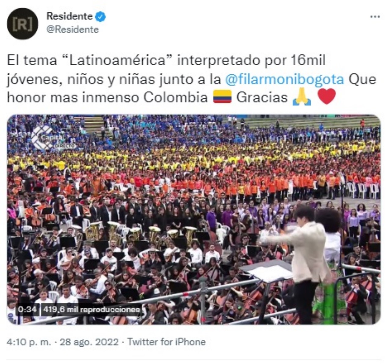 "Que honor mas inmenso": Residente a la Filarmónica de Bogotá 4 mensaje de Residente a la Filarmonica de Bogota