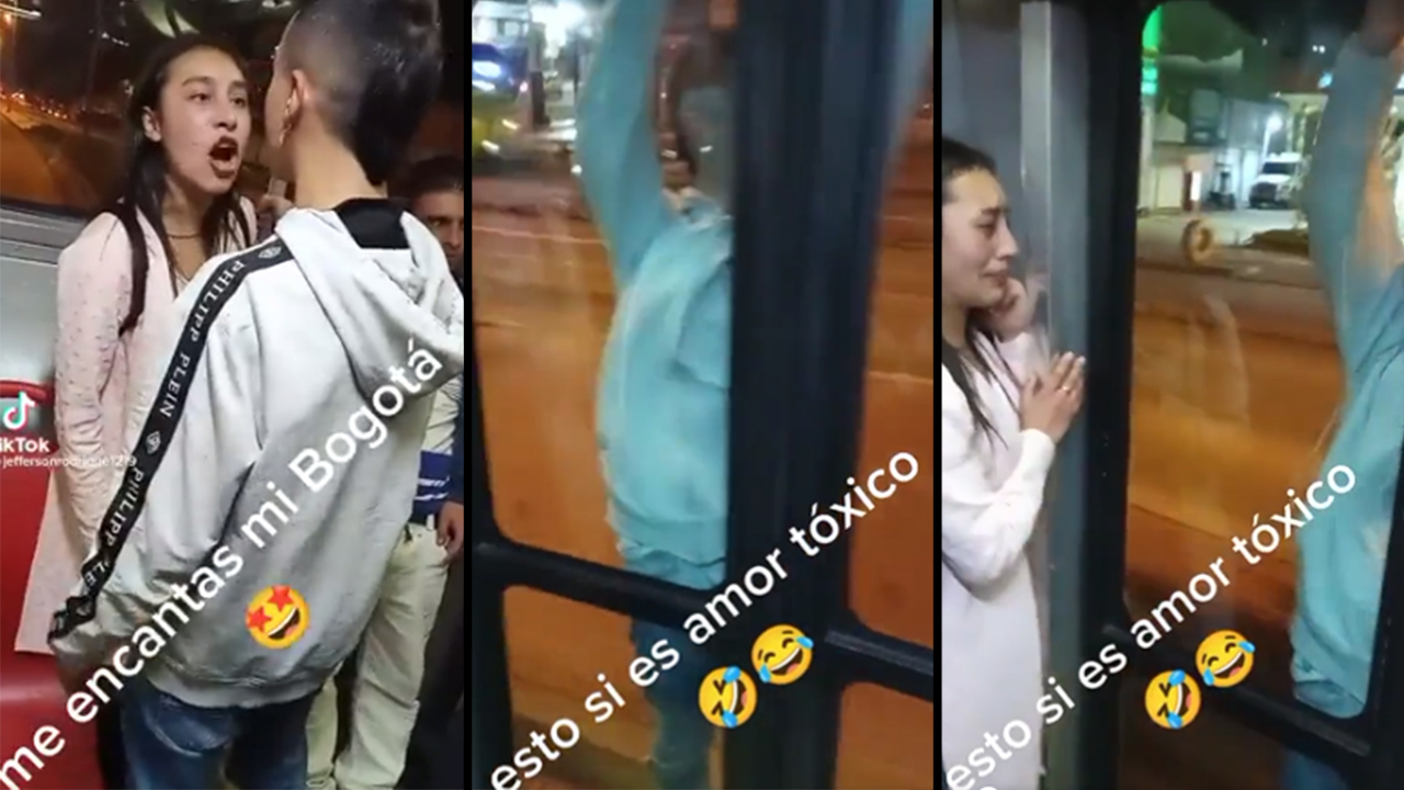 [VIDEO]“Colgado de la puerta y llorando”: La pelea de pareja en Transmilenio ¿muy tóxicos?