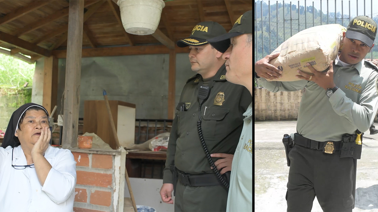 [Video] Policías llevaron materiales de construcción a un hogar de paso en Sabaneta