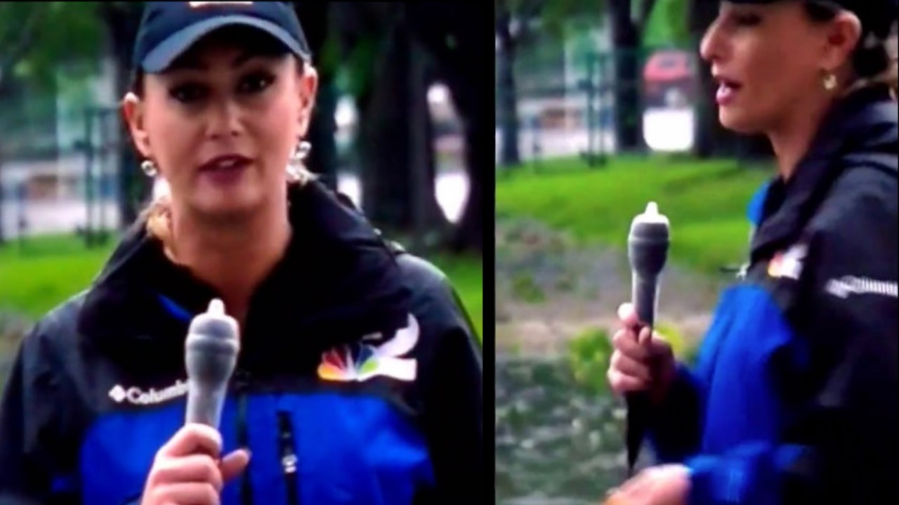 VIDEO. Reportera utiliza condón en su micrófono durante una transmisión en vivo