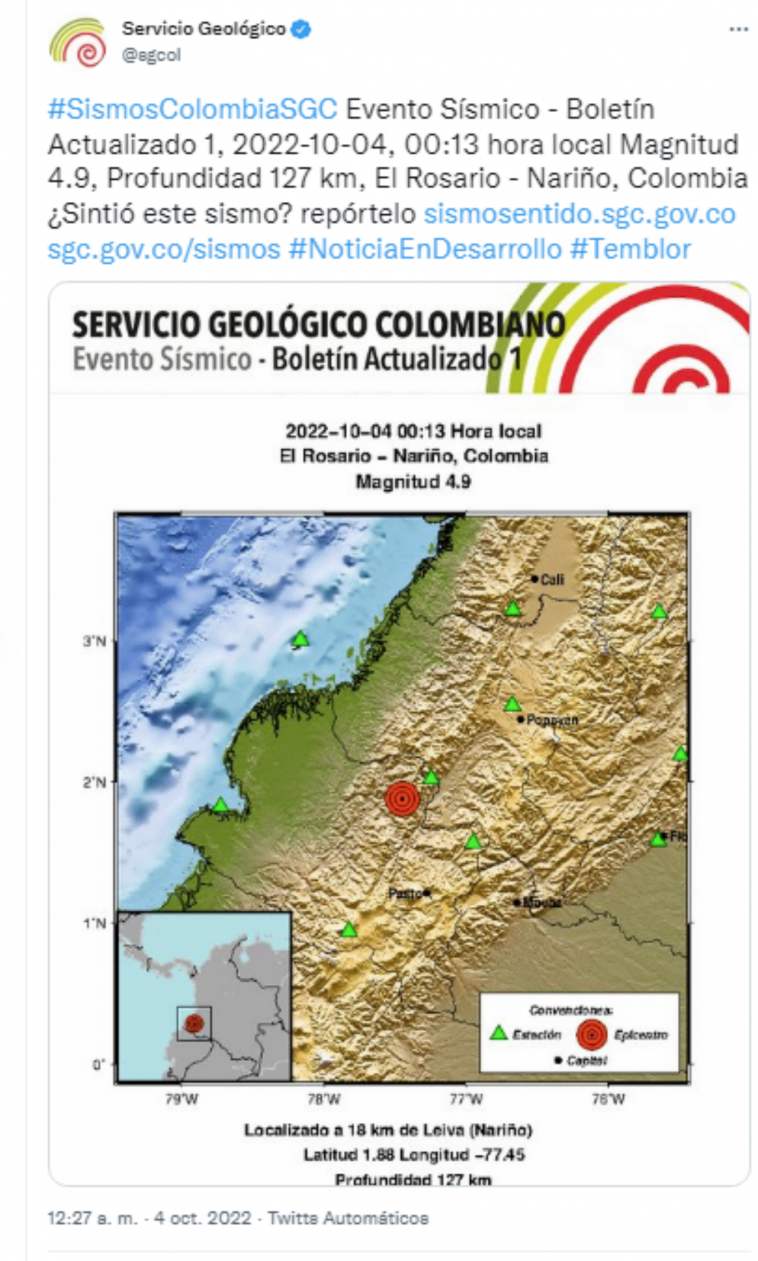 En la madrugada, Colombia fue sacudida por un fuerte temblor