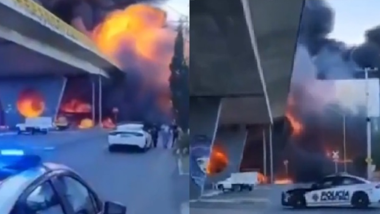 Gigantesca explosión por choque de camión cisterna contra un tren en México