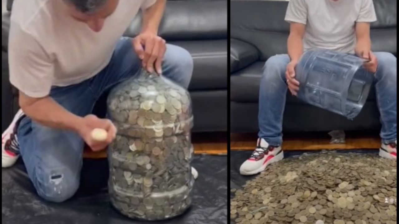 VIDEOS. ¿Cuánto dinero le sacó? Joven guardó monedas de 500 y 1000 pesos durante 4 años