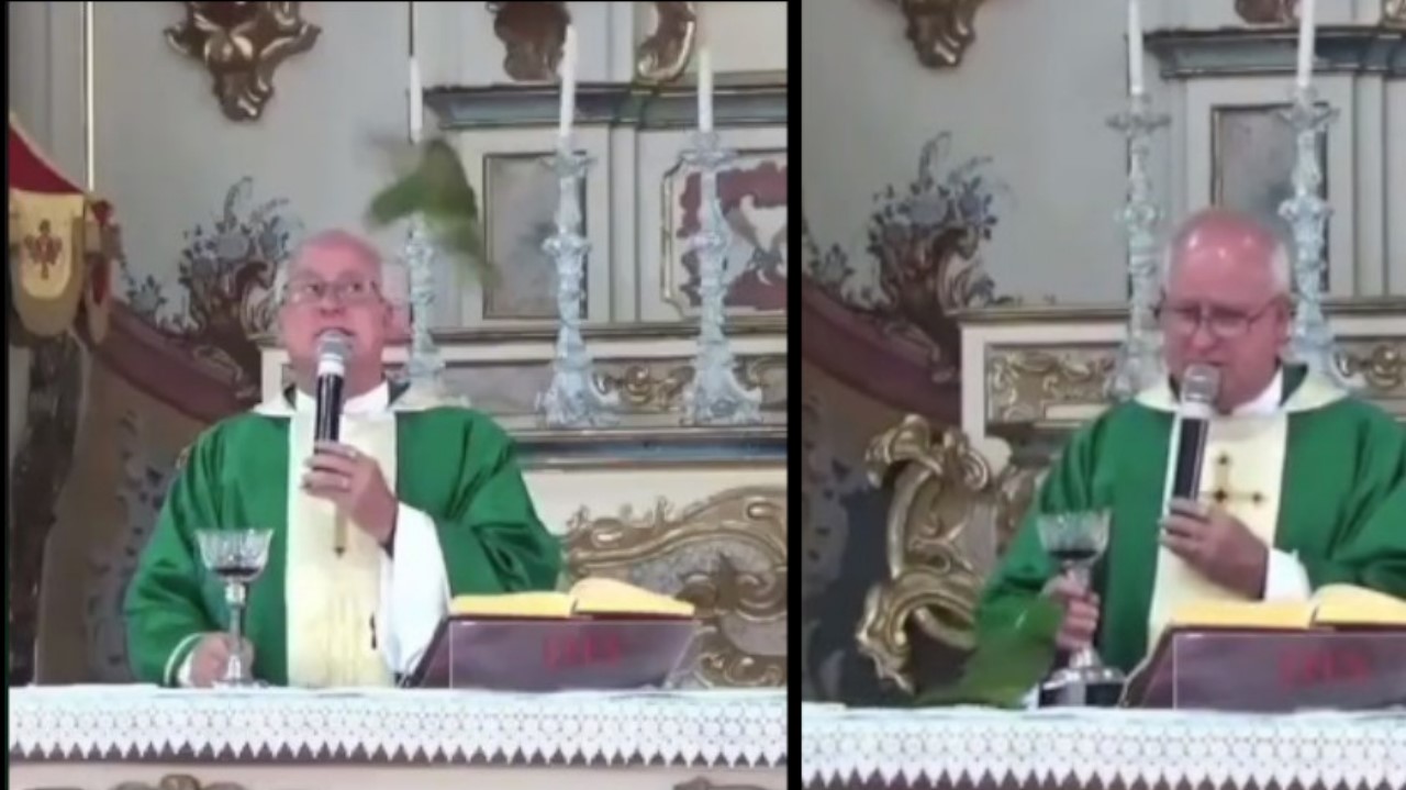 VIDEO. Loro entra a una misa e intenta beber el vino durante la consagración