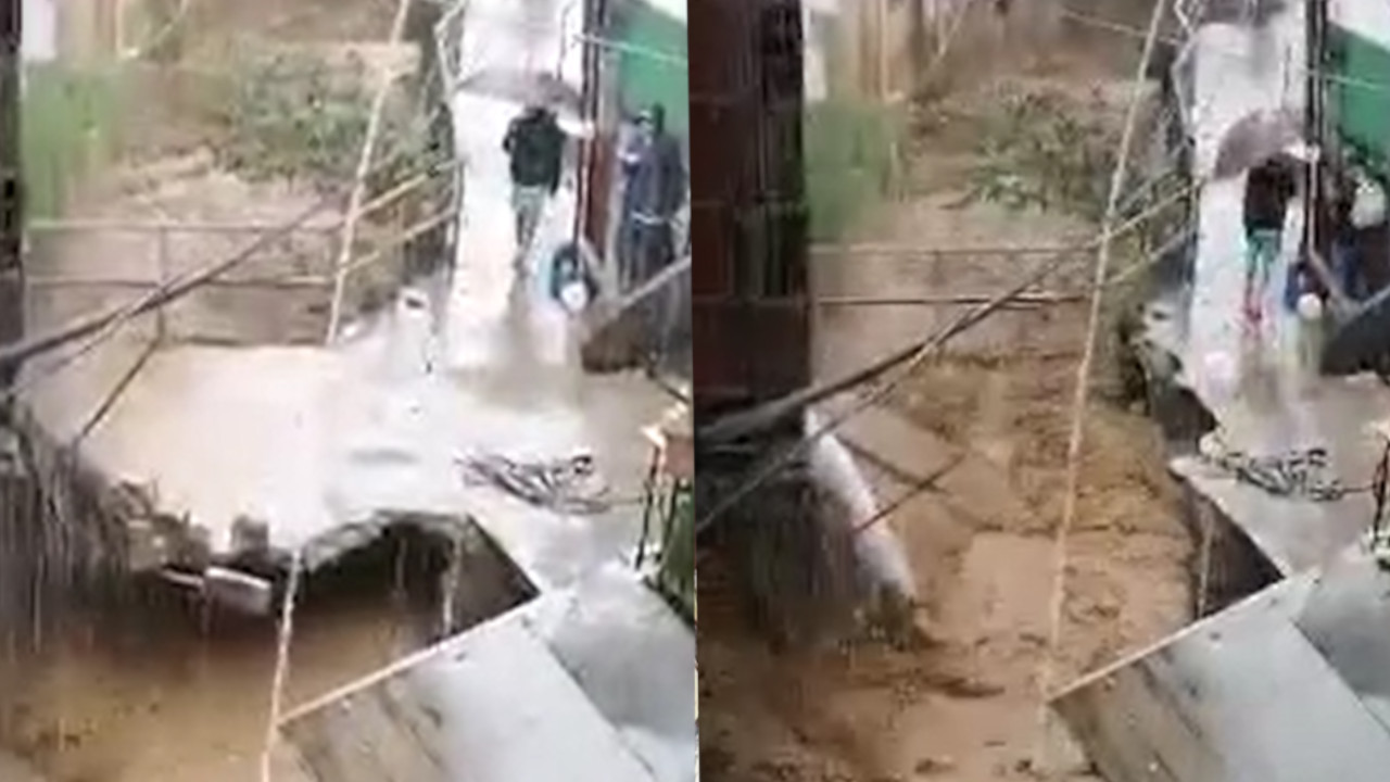 [VIDEO] Puente peatonal que comunica el barrio Playón con Zamora se desplomó