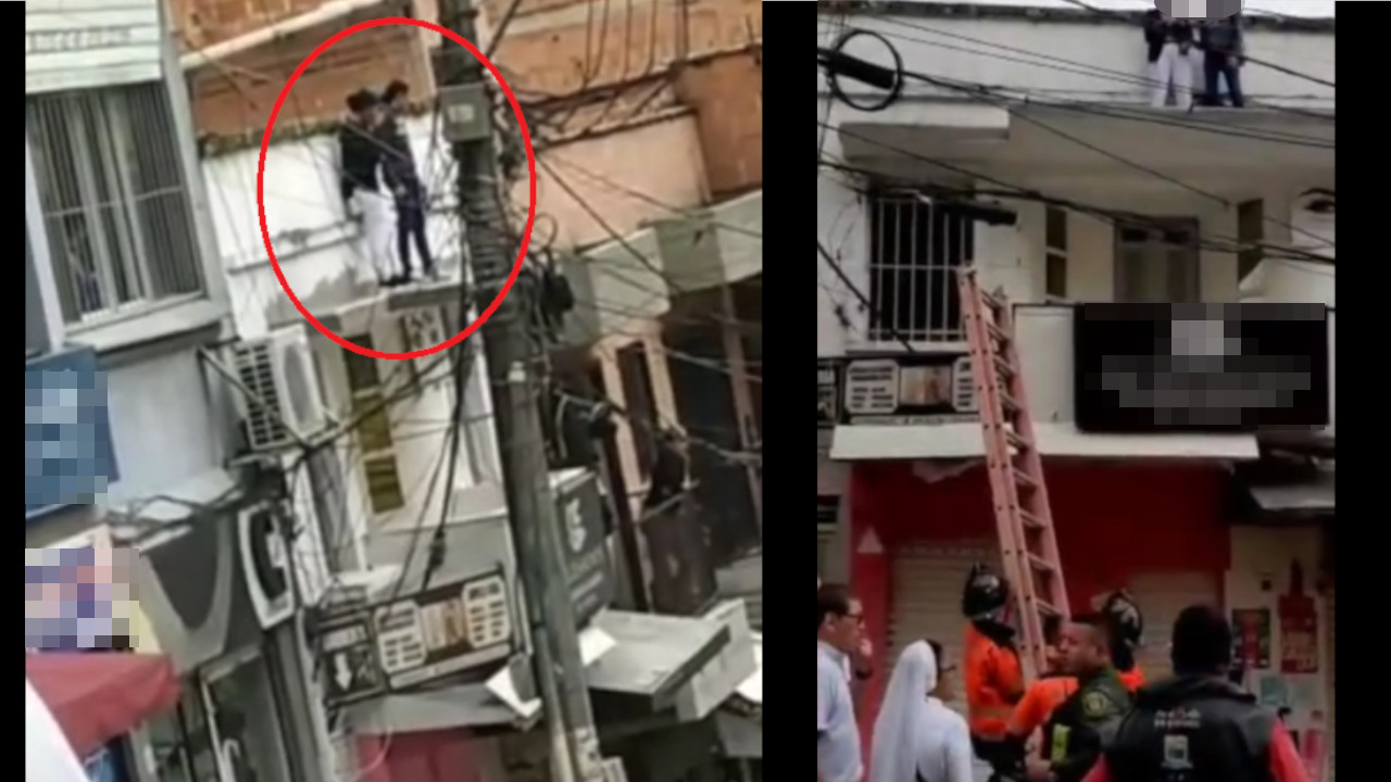 [Video] Unos traviesos se montaron a un techo en Bello y los Bomberos los tuvieron que rescatar