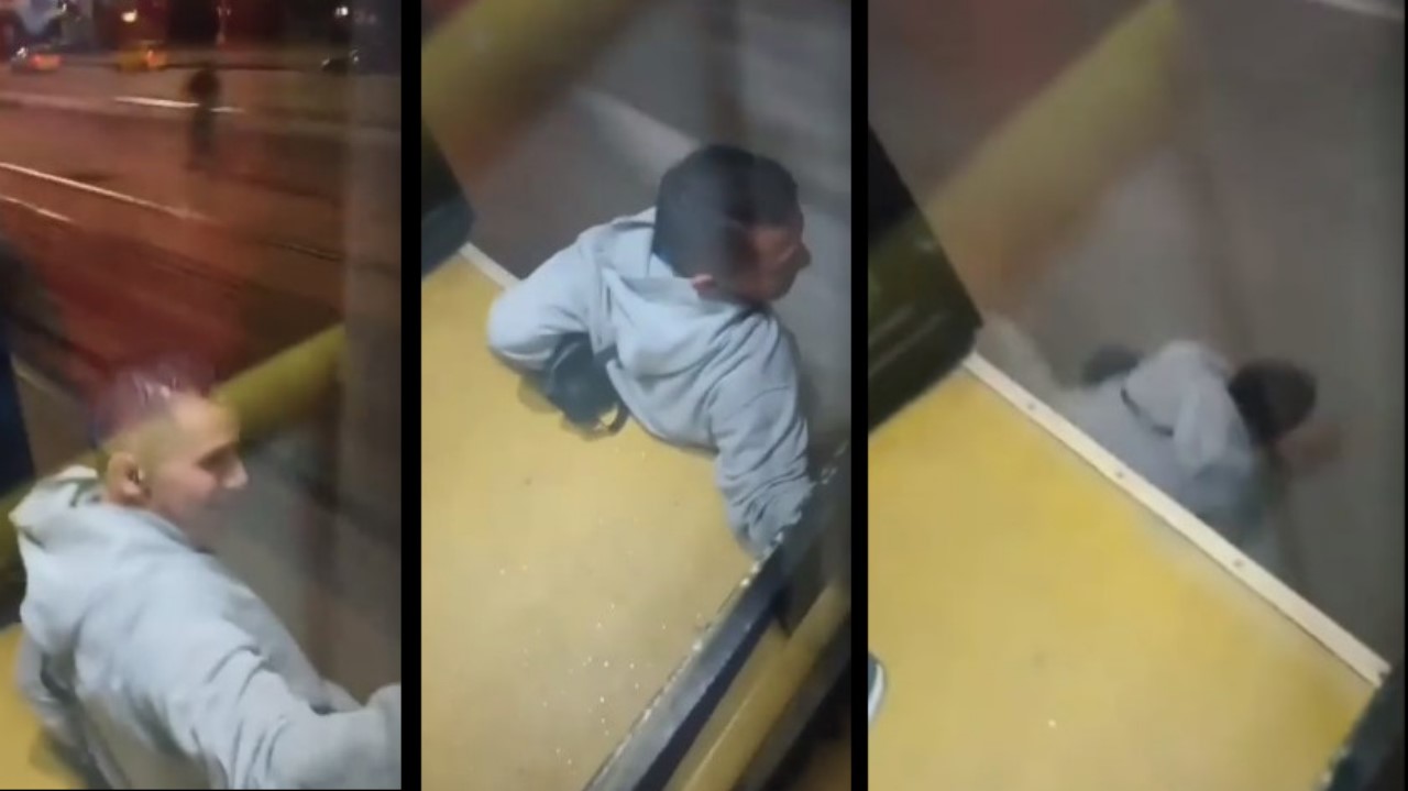 Grabaron a hombre lanzándose de un TransMilenio en movimiento