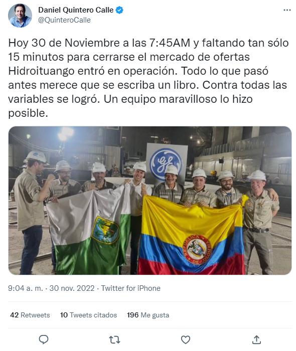 Funcionamiento Hidroituango.