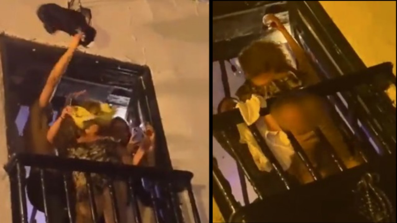 Mujer hizo striptease desde un balcón en Villa de Leyva