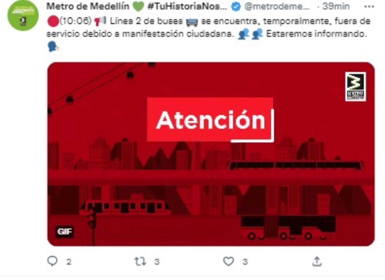 Líneas del Metro de Medellín afectadas por manifestaciones 3 Lineas del Metro de Medellin afectadas por manifestaciones 1