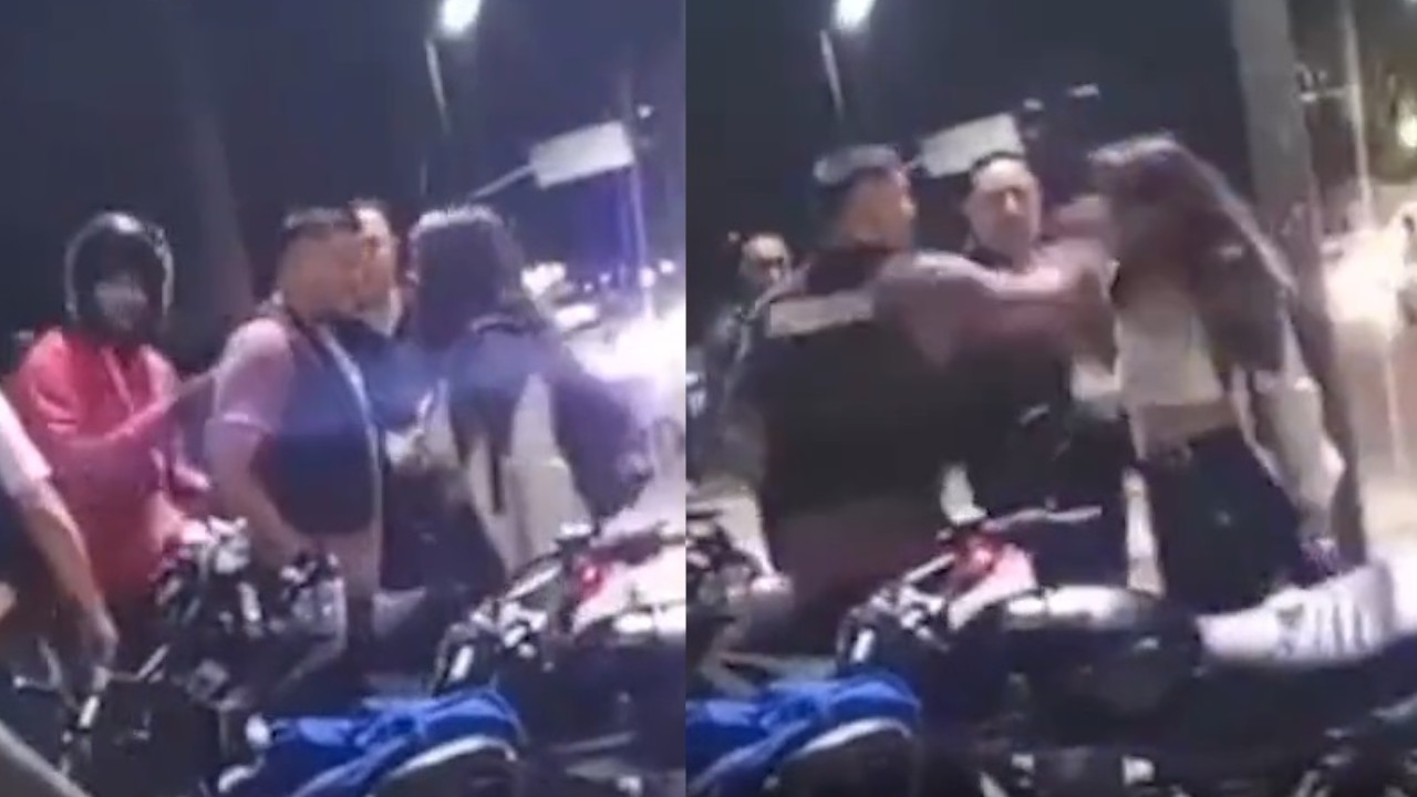 Policía de tránsito le dio tremenda cachetada a una mujer en un retén