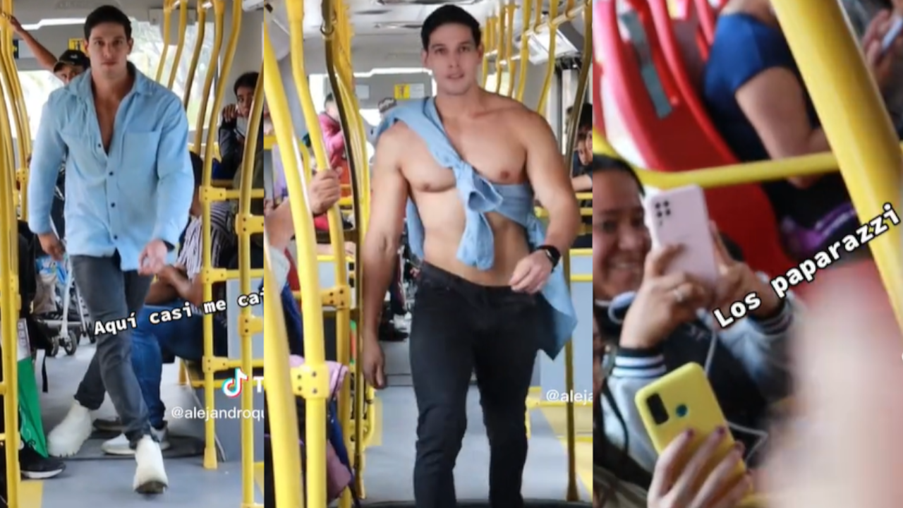 hombre modeló y se quitó la camisa en el Transmilenio, usuarias no disimularon