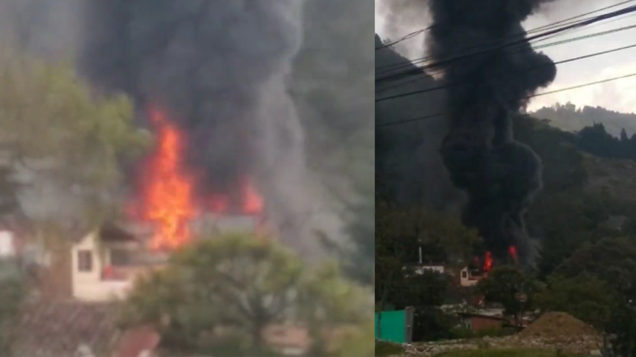 Foto: Voraz incendio en bodega por la vía Machado – Copacabana