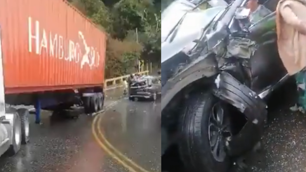 Aparatoso accidente en el Alto de la Línea, una de las vías más importantes del país