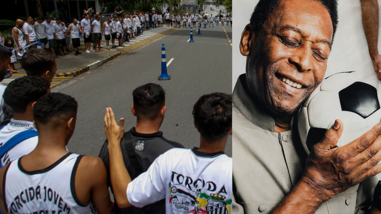 Cientos de fanáticos de Pelé se reúnen afuera de la clínica para rezar por su salud