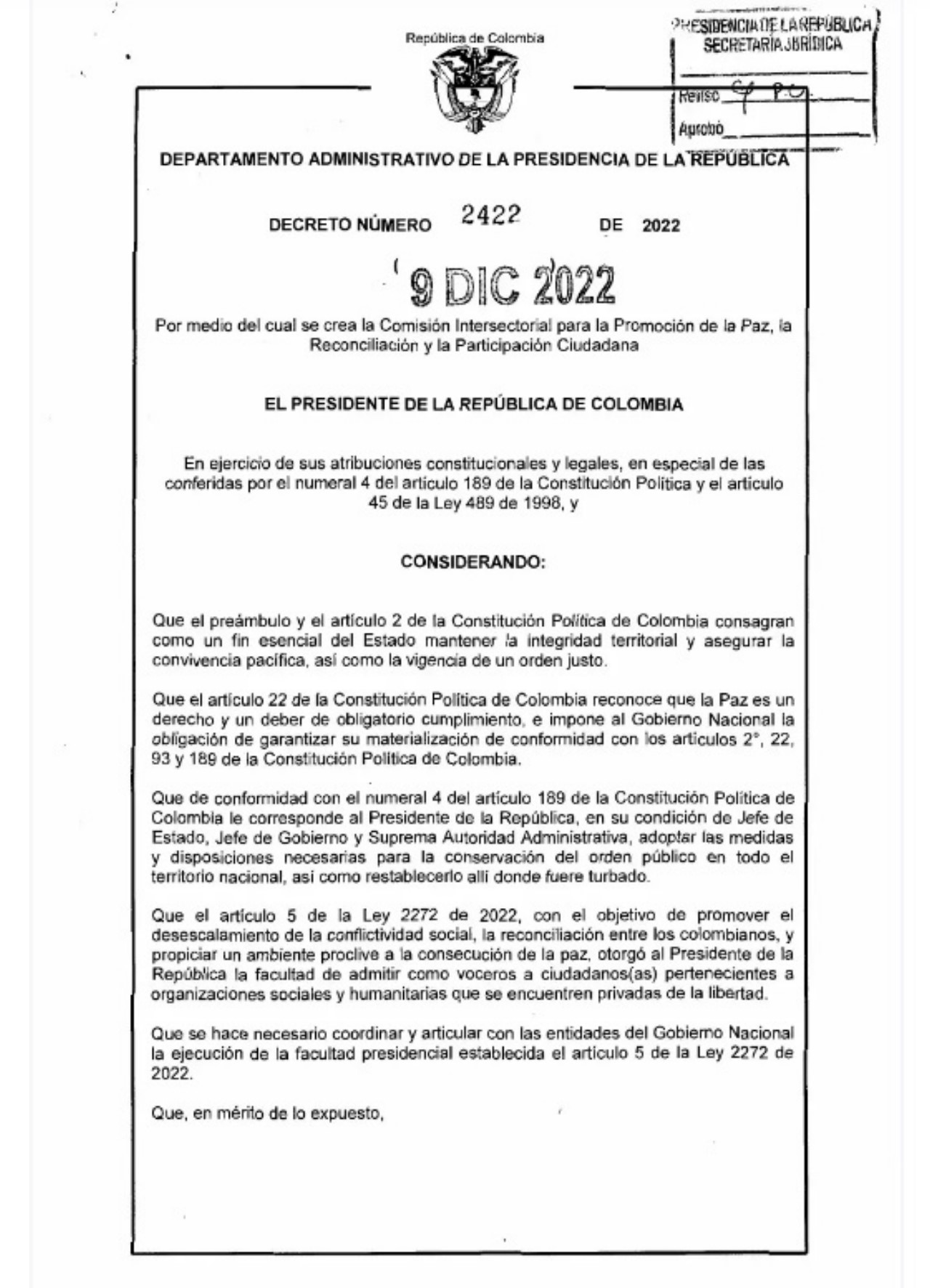 Colombia emite decreto para que los detenidos por las protestas sean gestores de paz 2 Colombia emite decreto para que los detenidos por las protestas sean gestores de paz0