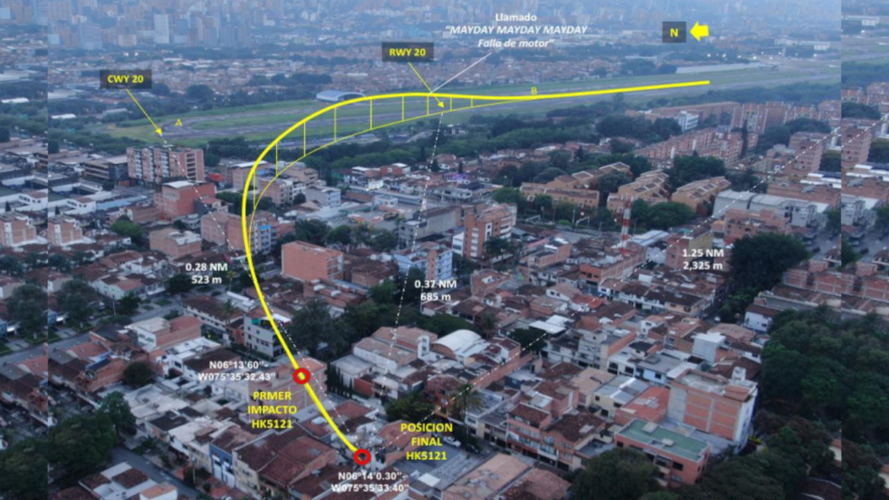 Esta fue la ruta de la avioneta HK5121 antes de estrellarse en Belén Rosales