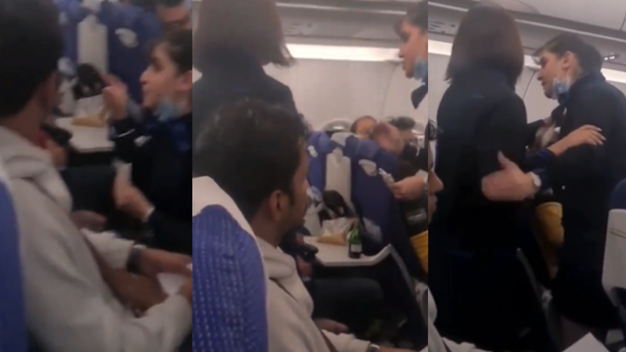 Fuerte pelea entre azafata y pasajero