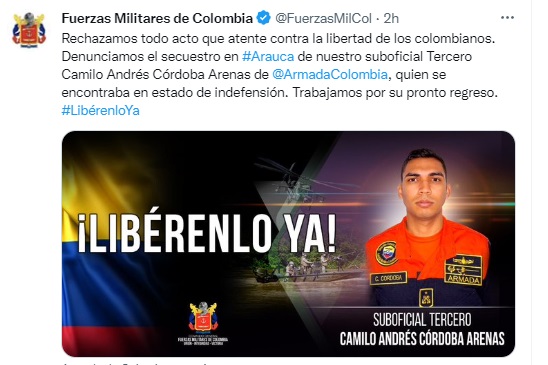 Secuestraron a un militar en Tame, Arauca 2 Militar secuestrado