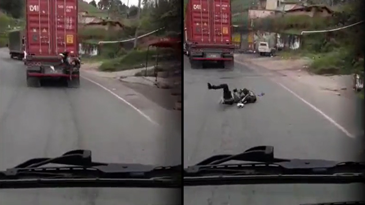 Polizón cae de tractomula subiendo por Santa Rosa de Osos