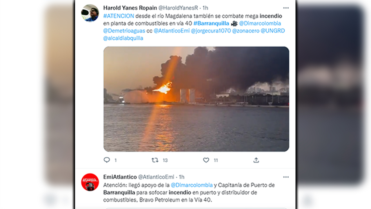 Murió el bombero Javier, el sargento que atendía incendio en Barranquilla 2 Tuiteros se reportan sobre incendio