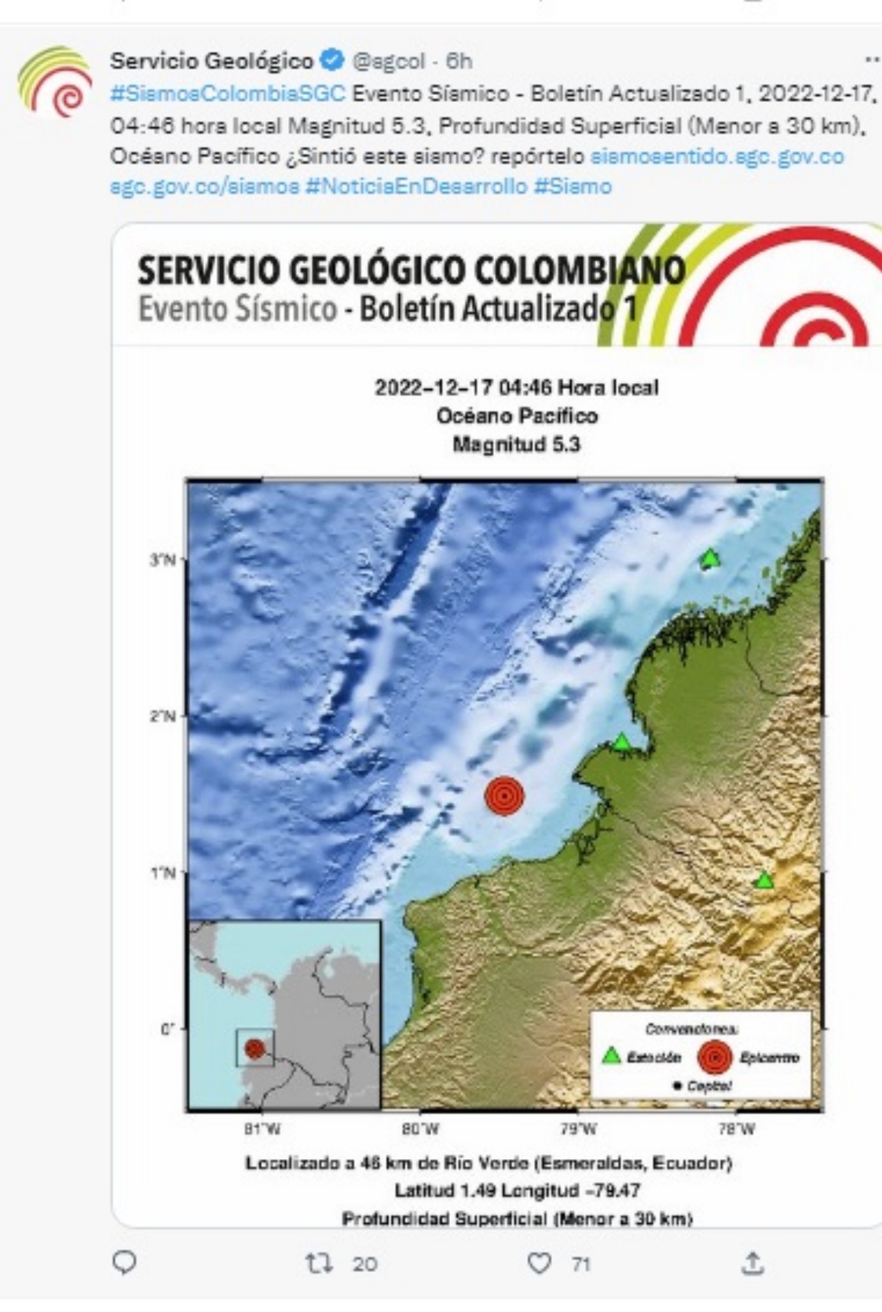 Fuerte sismo sacudió la frontera de Colombia con Ecuador 3 sismo temblor colombia 2