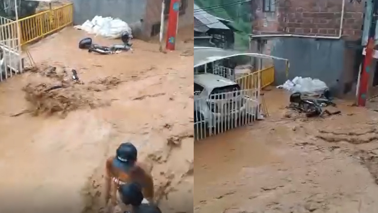 Emergencia por desborde de quebrada en Caldas, Antioquia