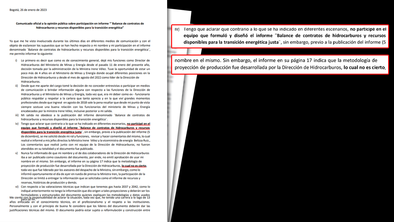 ¿Miente la minminas?: Ex director de hidrocarburos dice que no participó en polémico informe