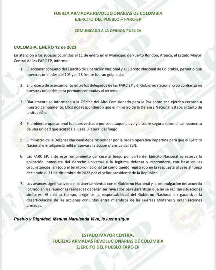 Mindefensa desmiente orden de ataque a disidencias de las Farc en Arauca 2 Mindefensa desmiente orden de ataque a disencias de las Farc en Arauca