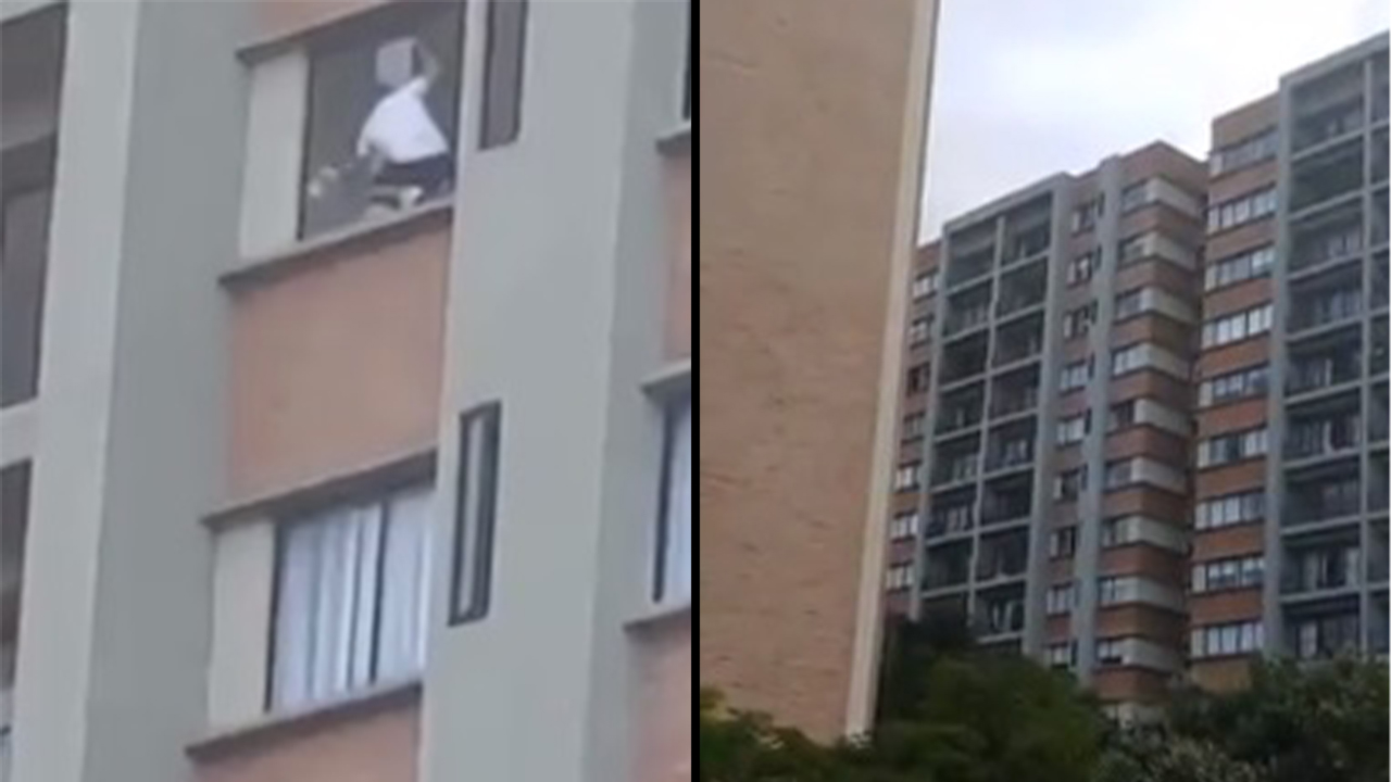 Hombre pone en riesgo su vida por limpiar ventanas